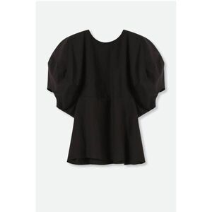 JARBO CERCHI SHORT SLEEVE BLOUSE IN ITALIAN COTTON L/XL BLACK $298